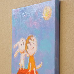 【おつきみ】＃原画＃イラスト＃ヒーリングアート＃キャンバス＃癒し＃絵画＃子供＃うさぎ＃幸せ＃あたたかい 4枚目の画像