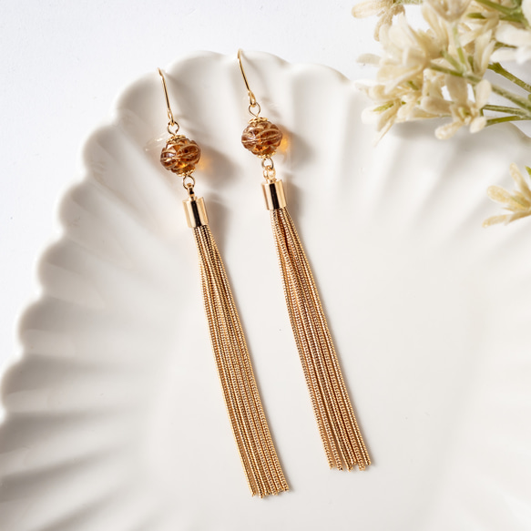 ゴールド　ピアス　チェーン　タッセル　ロング　シンプル　オフィス　イヤリング チェーンタッセルピアス / GRACE CONTINENTAL | GRACE