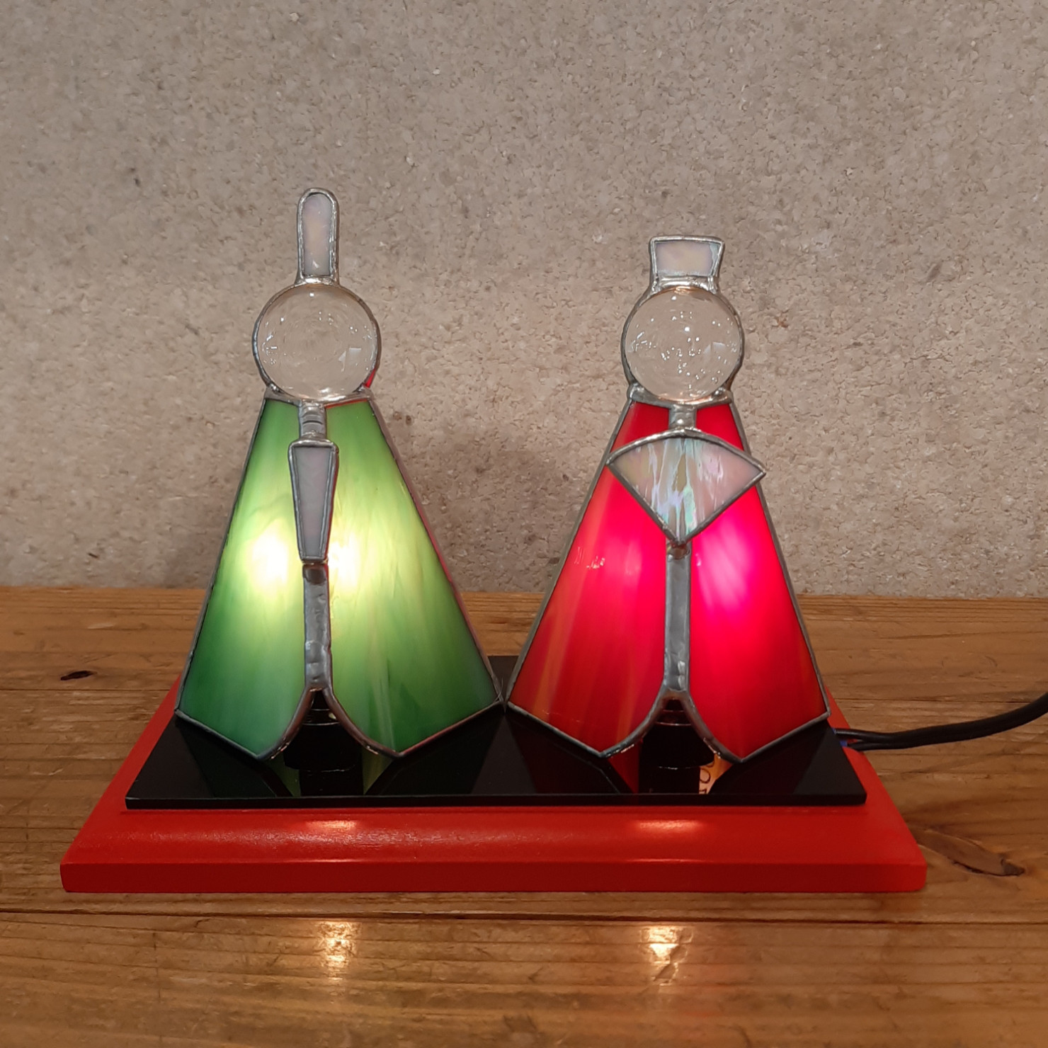 おひなさま　ステンドグラスランプ飾り・A