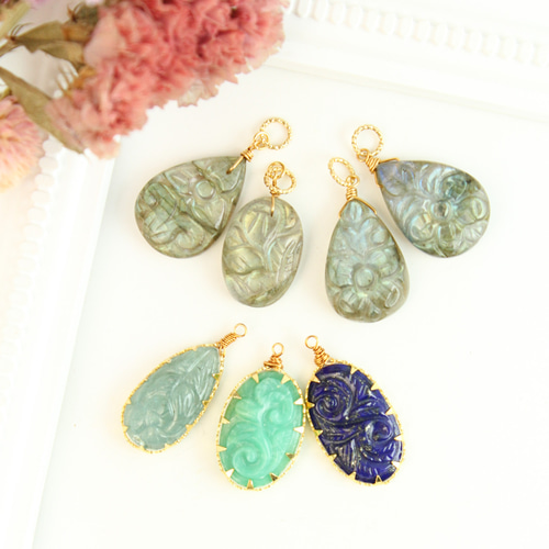 2Way】ラピスラズリ カービング ネックレス（チャーム取り外しOK