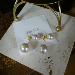 Big pearl earrings ビッグパールイヤリング  真珠樹脂ピアス樹脂イヤリング金属アレルギー揺れる大ぶり 14枚目の画像