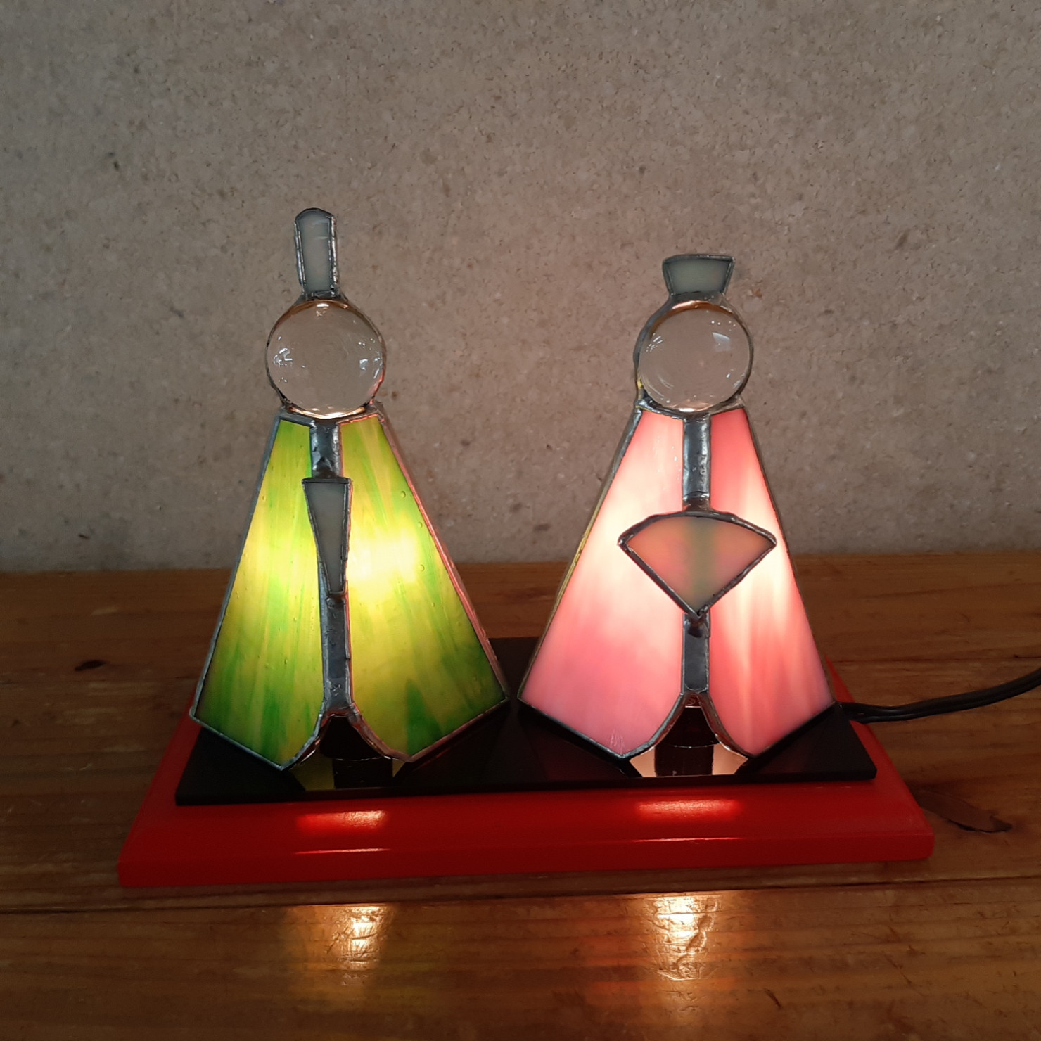 おひなさま　ステンドグラスランプ飾り・B