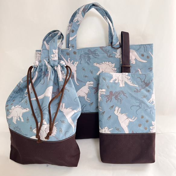 あすか　オーダー商品　完成　入園入学　ハンドメイド　水色　牛柄 入園・入学グッズ手作りキット（6点セット）fiori／ターコイズ