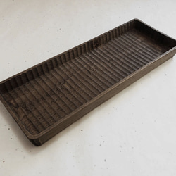 予約商品】我谷盆 栗 32×12×3cm ダークブラウン お盆 トレイ 木地盆