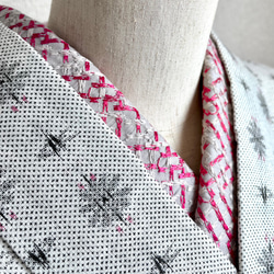 綿の刺繍半衿 フーシェピンク 2枚目の画像