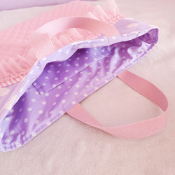 荷葉邊絎縫課包粉紅色×紫色尺寸可變 第4張的照片