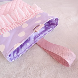 褶邊絎縫鞋盒粉紅色×紫色 尺寸可更換 第3張的照片