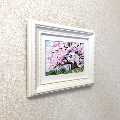 GUCCI 厚底 アングルブーツ 超美品透明水彩画原画「醍醐の桜」額縁付F6