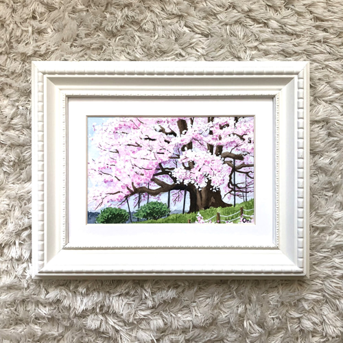 GUCCI 厚底 アングルブーツ 超美品透明水彩画原画「醍醐の桜」額縁付F6