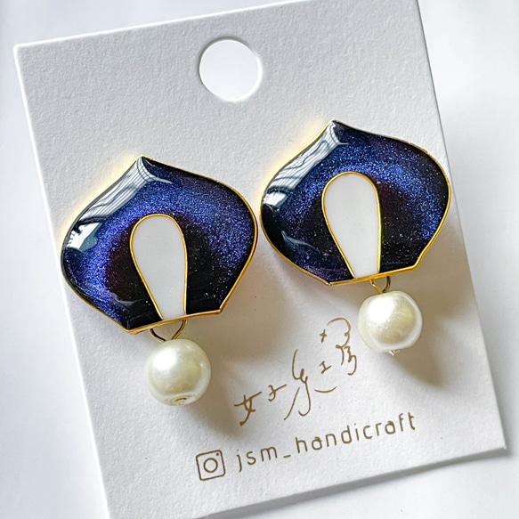 1920s 紫黑色  | 耳環 1920s Earrings -violet deep | cloisonné 第2張的照片