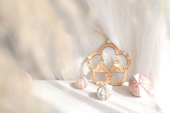 予約販売【木製　-MOMO-のリース】雛祭り　桃の節句　ひなまつり　girls festival　初節句　雛人形 7枚目の画像