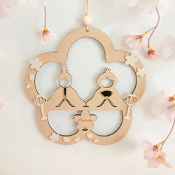 予約販売【木製　-MOMO-のリース】雛祭り　桃の節句　ひなまつり　girls festival　初節句　雛人形 2枚目の画像