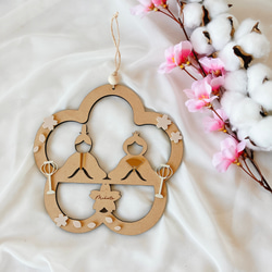 予約販売【木製　-MOMO-のリース】雛祭り　桃の節句　ひなまつり　girls festival　初節句　雛人形 13枚目の画像