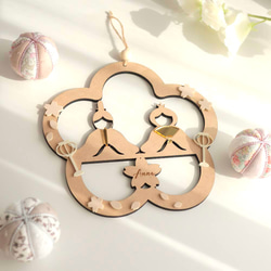 予約販売【木製　-MOMO-のリース】雛祭り　桃の節句　ひなまつり　girls festival　初節句　雛人形 12枚目の画像