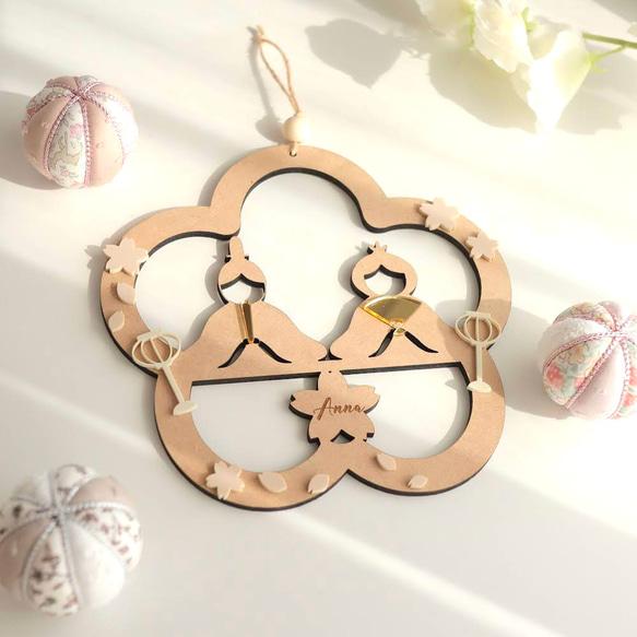 予約販売【木製　-MOMO-のリース】雛祭り　桃の節句　ひなまつり　girls festival　初節句　雛人形 12枚目の画像