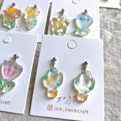 透明な花 | 垂墜耳環 Transparent drop earrings  | UV resin 第3張的照片