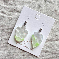 透明な花 | 垂墜耳環 Transparent drop earrings  | UV resin 第14張的照片