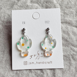 透明な花 | 垂墜耳環 Transparent drop earrings  | UV resin 第13張的照片