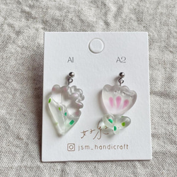 透明な花 | 垂墜耳環 Transparent drop earrings  | UV resin 第12張的照片