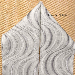 綿の刺繍半衿 流水形（白銀） 6枚目の画像