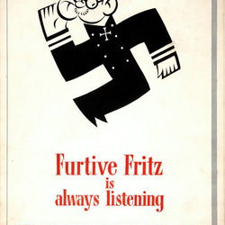 -Furtive Fritz 總是在傾聽。別針徽章藝術圖形 第2張的照片