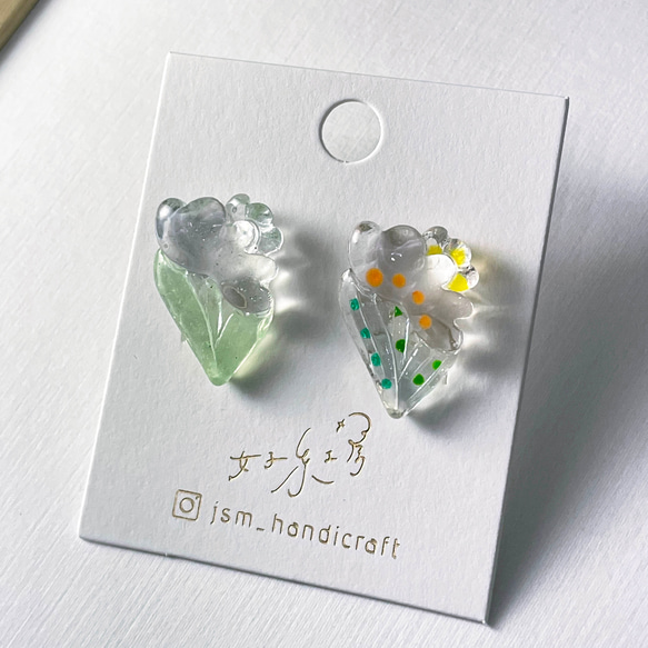 透明な花 | 貼耳耳環 Transparent earrings  | UV resin 第5張的照片