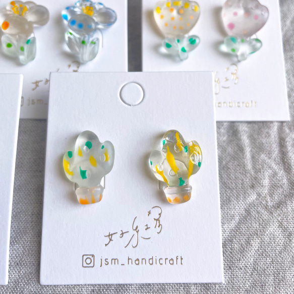 透明な花 | 貼耳耳環 Transparent earrings  | UV resin 第10張的照片