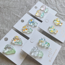 透明な花 | 貼耳耳環 Transparent earrings  | UV resin 第9張的照片