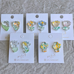 透明な花 | 貼耳耳環 Transparent earrings  | UV resin 第12張的照片