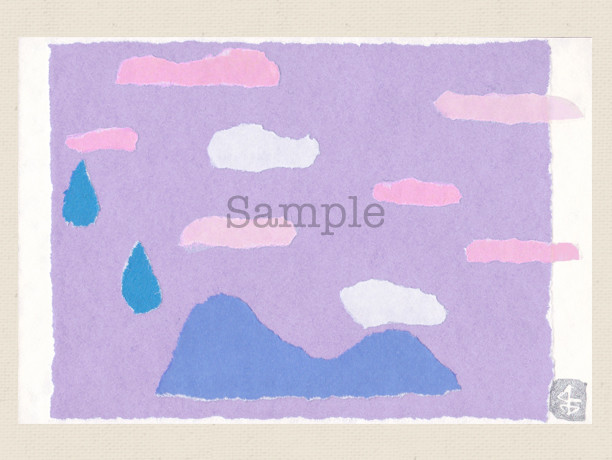 ちぎり絵　貼り絵　原画　お花紙　絵画　半立体　絵画　夕焼け　74×104×4cm ちぎり絵貼り絵原画お花紙絵画半立体絵画夕焼け74×104×4cm