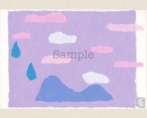 ちぎり絵　貼り絵　原画　お花紙　絵画　半立体　絵画　夕焼け　74×104×4cm ちぎり絵 貼り絵 原画 お花紙 絵画 半立体 絵画 夕焼け 74×104×4cm