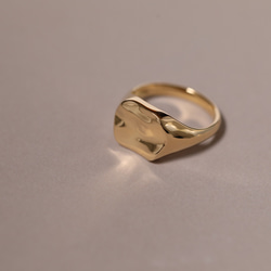 〈K18・プラチナ〉ウェーブシグネットリング　　18金地金指輪〈VR087〉 10枚目の画像
