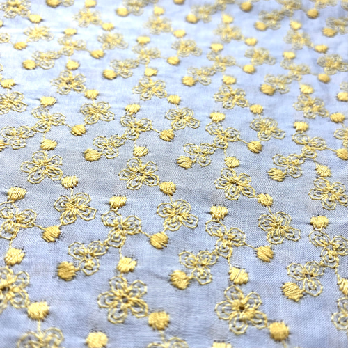 綿の刺繍半衿 ミモザ色の小花【あと5点】 和装小物（帯・半襟