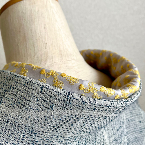 綿の刺繍半衿 ミモザ色の小花【あと5点】 和装小物（帯・半襟