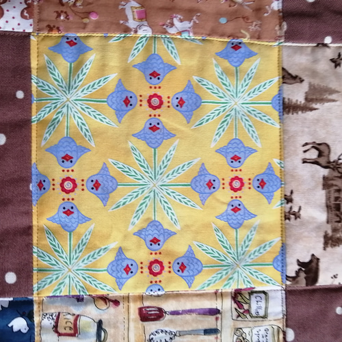 パッチワーク ベビーキルト ブランケット ブラウン 大きめサイズ 雑貨