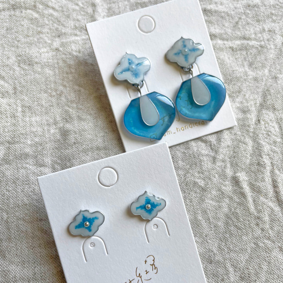 Cloud of star Earrings -pale blue | cloisonné 7枚目の画像