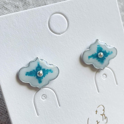 Cloud of star Earrings -pale blue | cloisonné 5枚目の画像