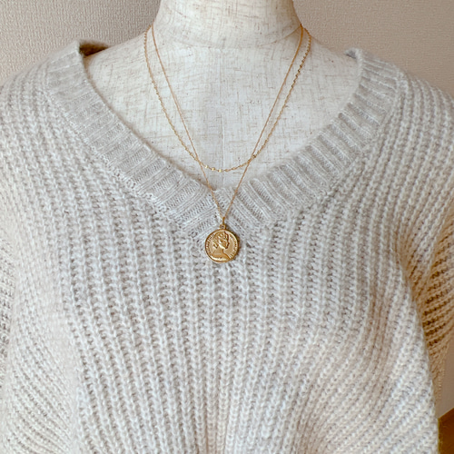 コインチェーンネックレス 華奢2連セット 20㎜ 重ね付け アレルギー