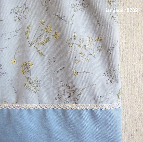 【完成品あり】SALE! 35×30cmボタニカルフラワー淡い水色　お着替え入れ　大人の方にも♪jamjade/8282 3枚目の画像