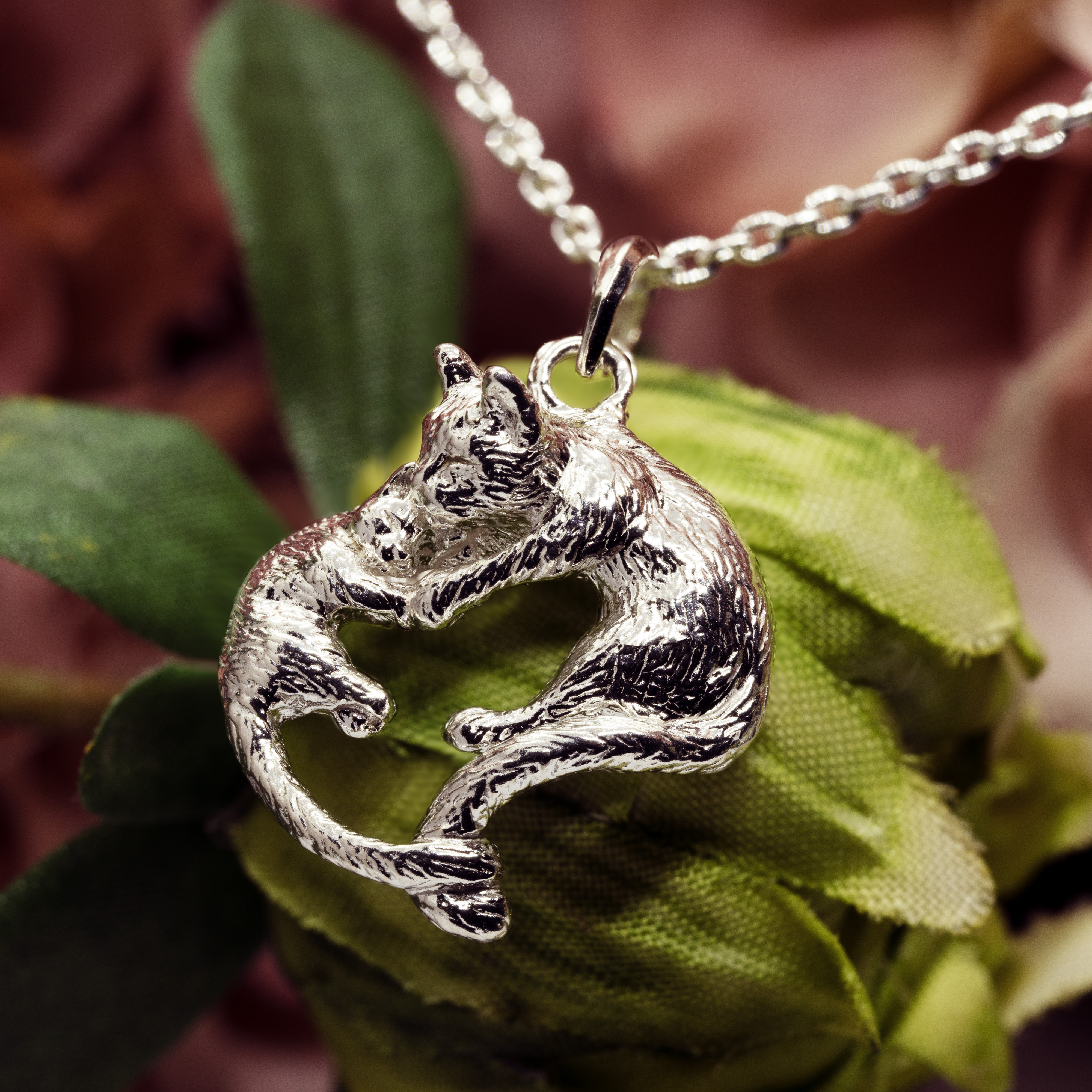 ハート猫　ネックレス　SILVER925