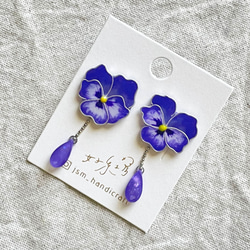 Handmade Pansy Earrings | cloisonné 9枚目の画像