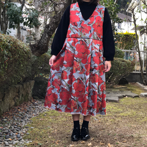 京都西陣産 華やかで 素敵な 特別 ジャンバースカート 1枚目の画像