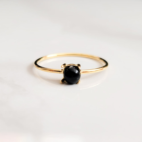 天然石 ブラックオニキス 一粒リング SILVER925/18KGP 5号～17号 指輪