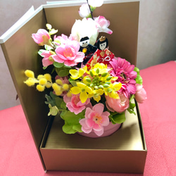 ひな祭り桃の花アレンジメント　アーティフィシャルフラワー 3枚目の画像