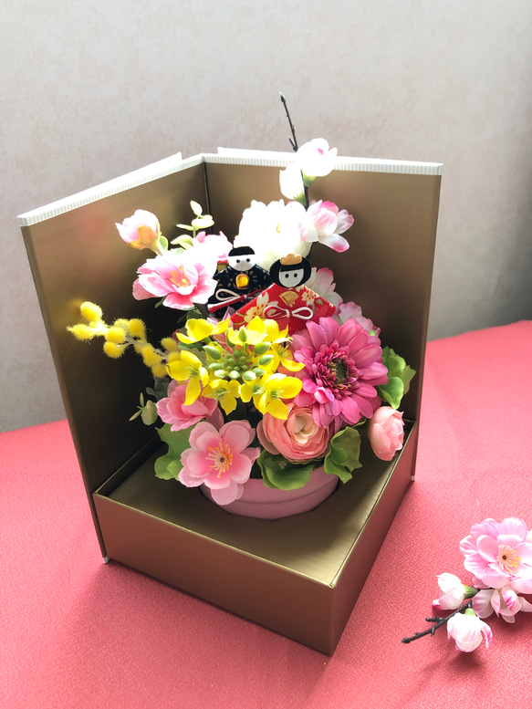 ひな祭り桃の花アレンジメント　アーティフィシャルフラワー 5枚目の画像
