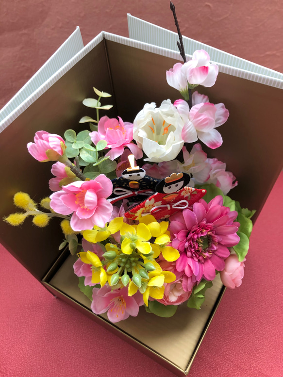 ひな祭り桃の花アレンジメント　アーティフィシャルフラワー 6枚目の画像