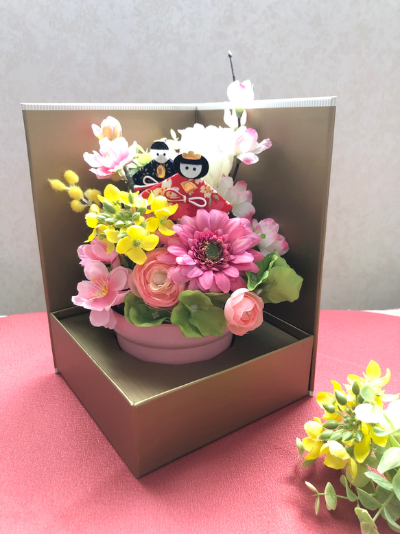 ひな祭り桃の花アレンジメント　アーティフィシャルフラワー 9枚目の画像