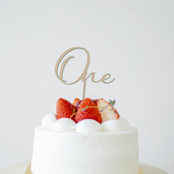 木製 ケーキトッパー　one 1歳 2枚目の画像