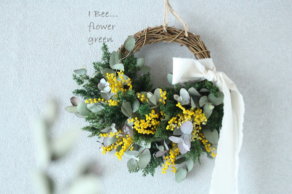 ◇ドライフラワーリース◇ミモザプルプレア◇welcome◇プレゼント  