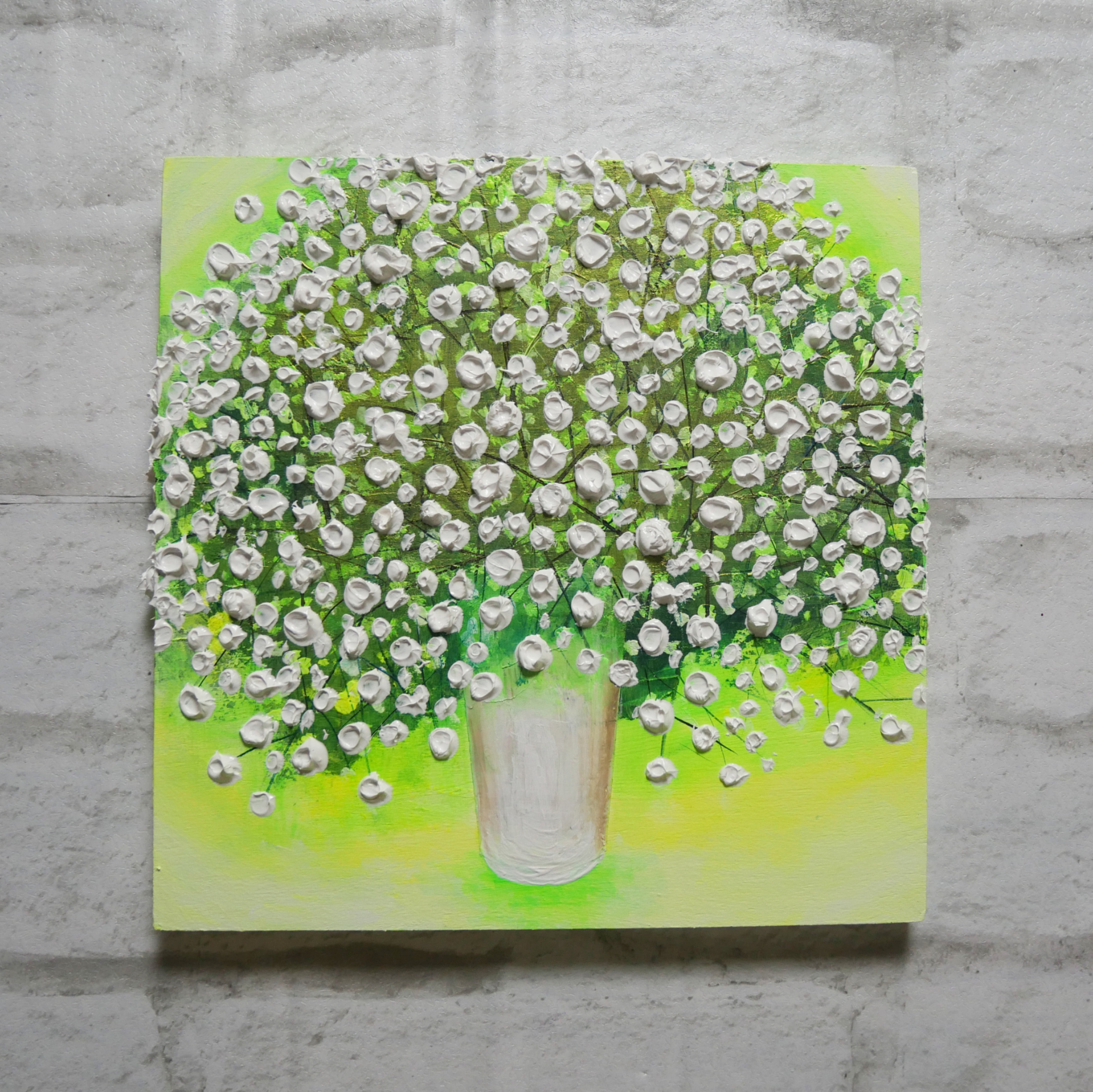ファブリックボード・パネル絵画【かすみ草】 ファブリックボード・パネル絵画【かすみ草】 ファブリック